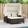 vidaXL Gartensofa 2-Sitzer mit Dach und Hockern Braun Poly Rattan