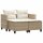 vidaXL Gartensofa 2-Sitzer mit Hockern Beige Poly Rattan