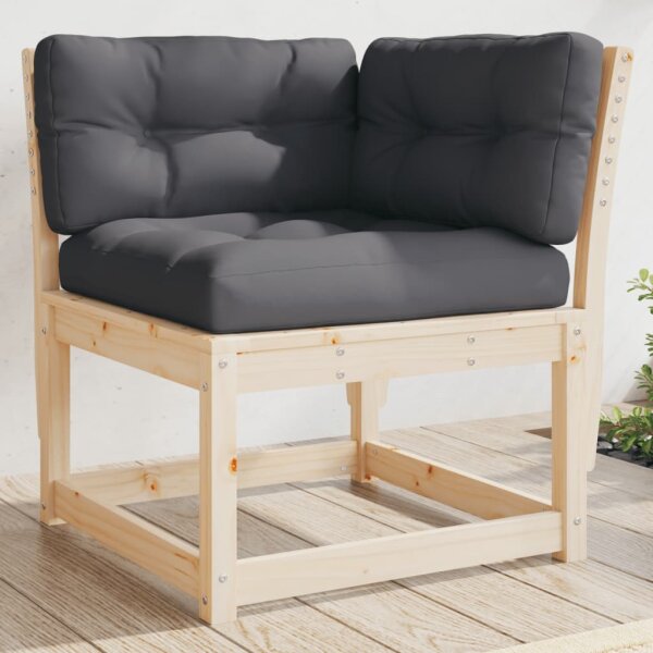 vidaXL Garten-Ecksofa mit Kissen 73x73x78 cm Massivholz Kiefer