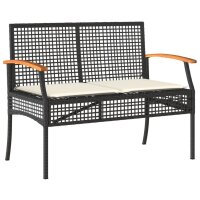 vidaXL 4-tlg. Garten-Essgruppe mit Kissen Schwarz Poly Rattan