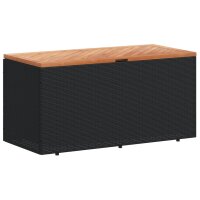 vidaXL Gartentruhe Schwarz 110x50x54 cm Poly Rattan Akazienholz