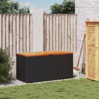 vidaXL Gartentruhe Schwarz 110x50x54 cm Poly Rattan Akazienholz