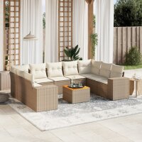 vidaXL 10-tlg. Garten-Sofagarnitur mit Kissen Beige Poly...