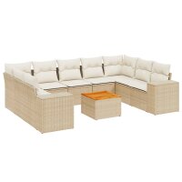 vidaXL 10-tlg. Garten-Sofagarnitur mit Kissen Beige Poly...