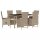 vidaXL 7-tlg. Garten-Essgruppe mit Kissen Beige Poly Rattan