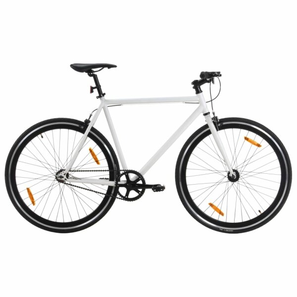 vidaXL Fahrrad mit Festem Gang Wei&szlig; und Schwarz 700c 55 cm