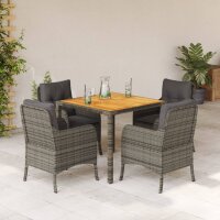 vidaXL 5-tlg. Garten-Essgruppe mit Kissen Grau Poly Rattan