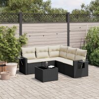 vidaXL 6-tlg. Garten-Sofagarnitur mit Kissen Schwarz Poly Rattan