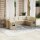 vidaXL 9-tlg. Garten-Sofagarnitur mit Kissen Beige Poly Rattan