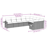 vidaXL 9-tlg. Garten-Sofagarnitur mit Kissen Grau Poly Rattan