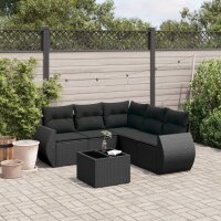 vidaXL 6-tlg. Garten-Sofagarnitur mit Kissen Schwarz Poly...