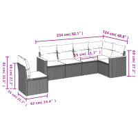 vidaXL 6-tlg. Garten-Sofagarnitur mit Kissen Beige Poly Rattan