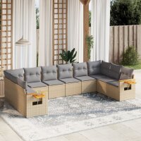 vidaXL 10-tlg. Garten-Sofagarnitur mit Kissen Beige Poly...