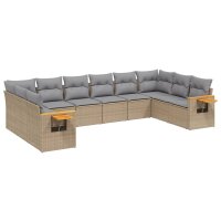 vidaXL 10-tlg. Garten-Sofagarnitur mit Kissen Beige Poly...