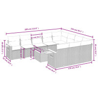 vidaXL 11-tlg. Garten-Sofagarnitur mit Kissen Schwarz Poly Rattan