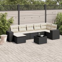 vidaXL 8-tlg. Garten-Sofagarnitur mit Kissen Schwarz Poly Rattan