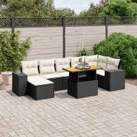 vidaXL 8-tlg. Garten-Sofagarnitur mit Kissen Schwarz Poly Rattan