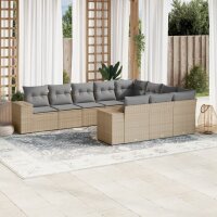 vidaXL 10-tlg. Garten-Sofagarnitur mit Kissen Beige Poly...