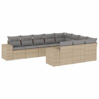 vidaXL 10-tlg. Garten-Sofagarnitur mit Kissen Beige Poly...