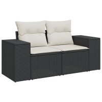 vidaXL 11-tlg. Garten-Sofagarnitur mit Kissen Schwarz Poly Rattan