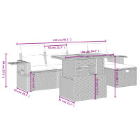 vidaXL 6-tlg. Garten-Sofagarnitur mit Kissen Schwarz Poly Rattan