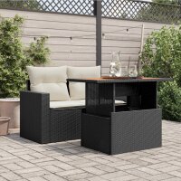 vidaXL Gartentisch Schwarz 100x55x73 cm Poly Rattan und Akazienholz