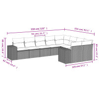 vidaXL 9-tlg. Garten-Sofagarnitur mit Kissen Schwarz Poly Rattan