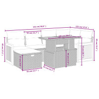 vidaXL 7-tlg. Garten-Sofagarnitur mit Kissen Schwarz Poly Rattan