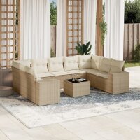 vidaXL 10-tlg. Garten-Sofagarnitur mit Kissen Beige Poly...