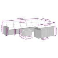 vidaXL 10-tlg. Garten-Sofagarnitur mit Kissen Grau Poly Rattan