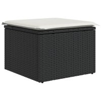 vidaXL 10-tlg. Garten-Sofagarnitur mit Kissen Schwarz Poly Rattan