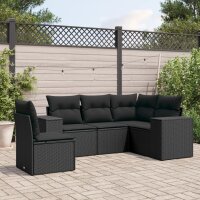 vidaXL 5-tlg. Garten-Sofagarnitur mit Kissen Schwarz Poly Rattan