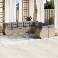 vidaXL 10-tlg. Garten-Sofagarnitur mit Kissen Beige Poly...