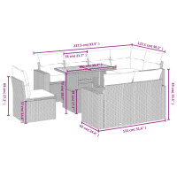 vidaXL 9-tlg. Garten-Sofagarnitur mit Kissen Schwarz Poly Rattan