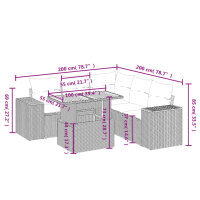 vidaXL 6-tlg. Garten-Sofagarnitur mit Kissen Schwarz Poly Rattan