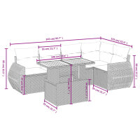 vidaXL 6-tlg. Garten-Sofagarnitur mit Kissen Schwarz Poly Rattan