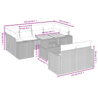 vidaXL 11-tlg. Garten-Sofagarnitur mit Kissen Schwarz Poly Rattan