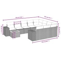 vidaXL 11-tlg. Garten-Sofagarnitur mit Kissen Schwarz Poly Rattan