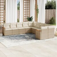 vidaXL 10-tlg. Garten-Sofagarnitur mit Kissen Beige Poly...