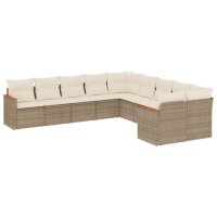 vidaXL 10-tlg. Garten-Sofagarnitur mit Kissen Beige Poly...