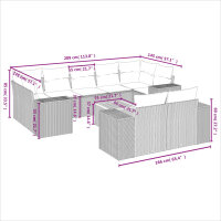 vidaXL 10-tlg. Garten-Sofagarnitur mit Kissen Grau Poly Rattan