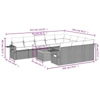 vidaXL 11-tlg. Garten-Sofagarnitur mit Kissen Schwarz Poly Rattan