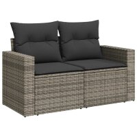 vidaXL 8-tlg. Garten-Sofagarnitur mit Kissen Grau Poly Rattan