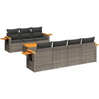 vidaXL 8-tlg. Garten-Sofagarnitur mit Kissen Grau Poly Rattan