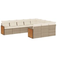 vidaXL 10-tlg. Garten-Sofagarnitur mit Kissen Beige Poly...