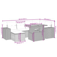 vidaXL 7-tlg. Garten-Sofagarnitur mit Kissen Schwarz Poly Rattan