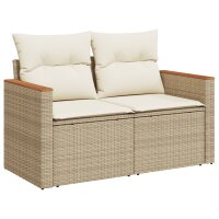 vidaXL 4-tlg. Garten-Sofagarnitur mit Kissen Beige Poly Rattan