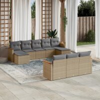 vidaXL 10-tlg. Garten-Sofagarnitur mit Kissen Beige Poly...