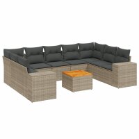 vidaXL 10-tlg. Garten-Sofagarnitur mit Kissen Grau Poly...