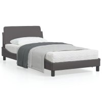 vidaXL Bettgestell mit Kopfteil Grau 100x200 cm Kunstleder